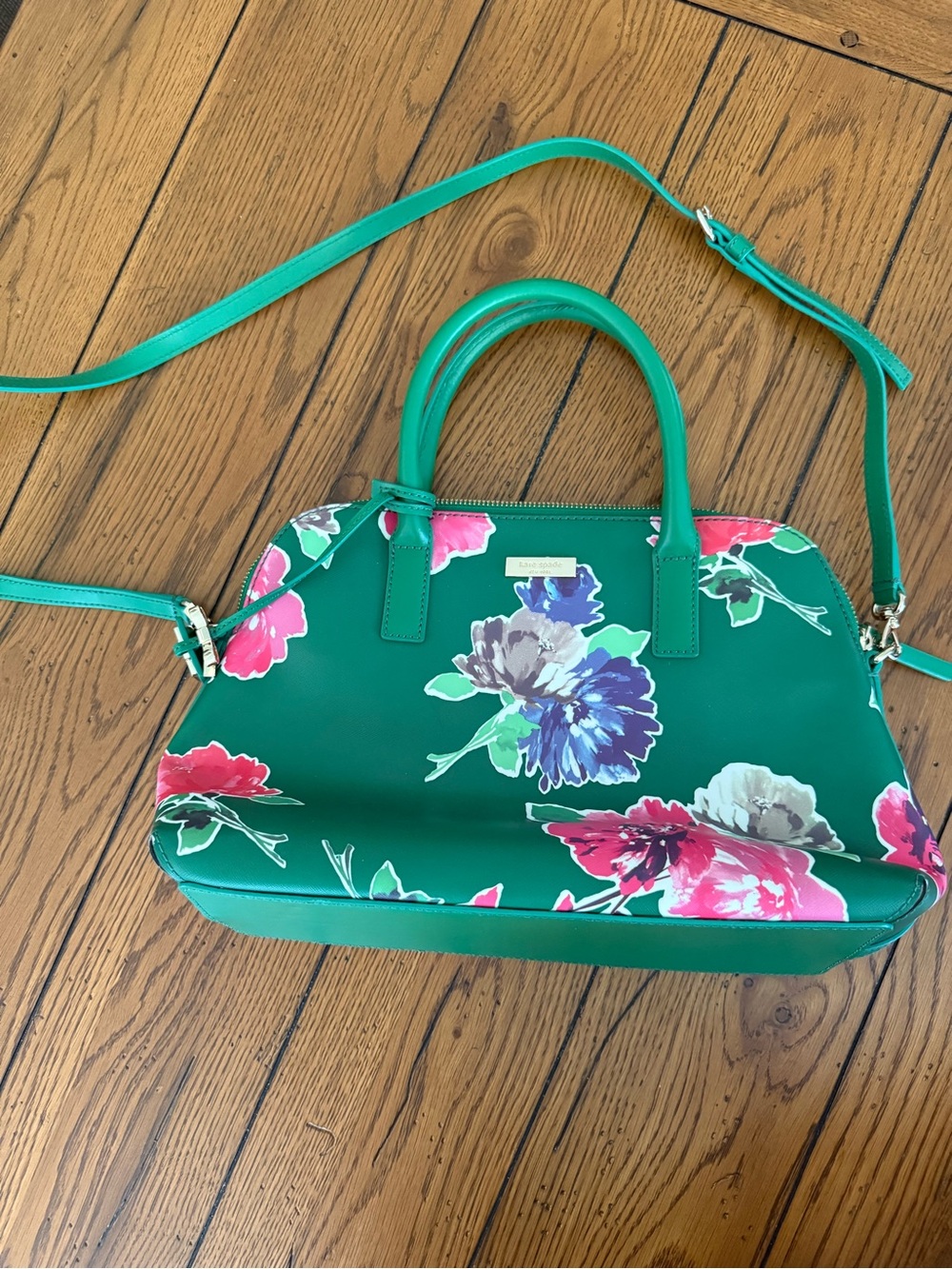NWOT kate spade Bridgewater Drive pattern green floral satchel